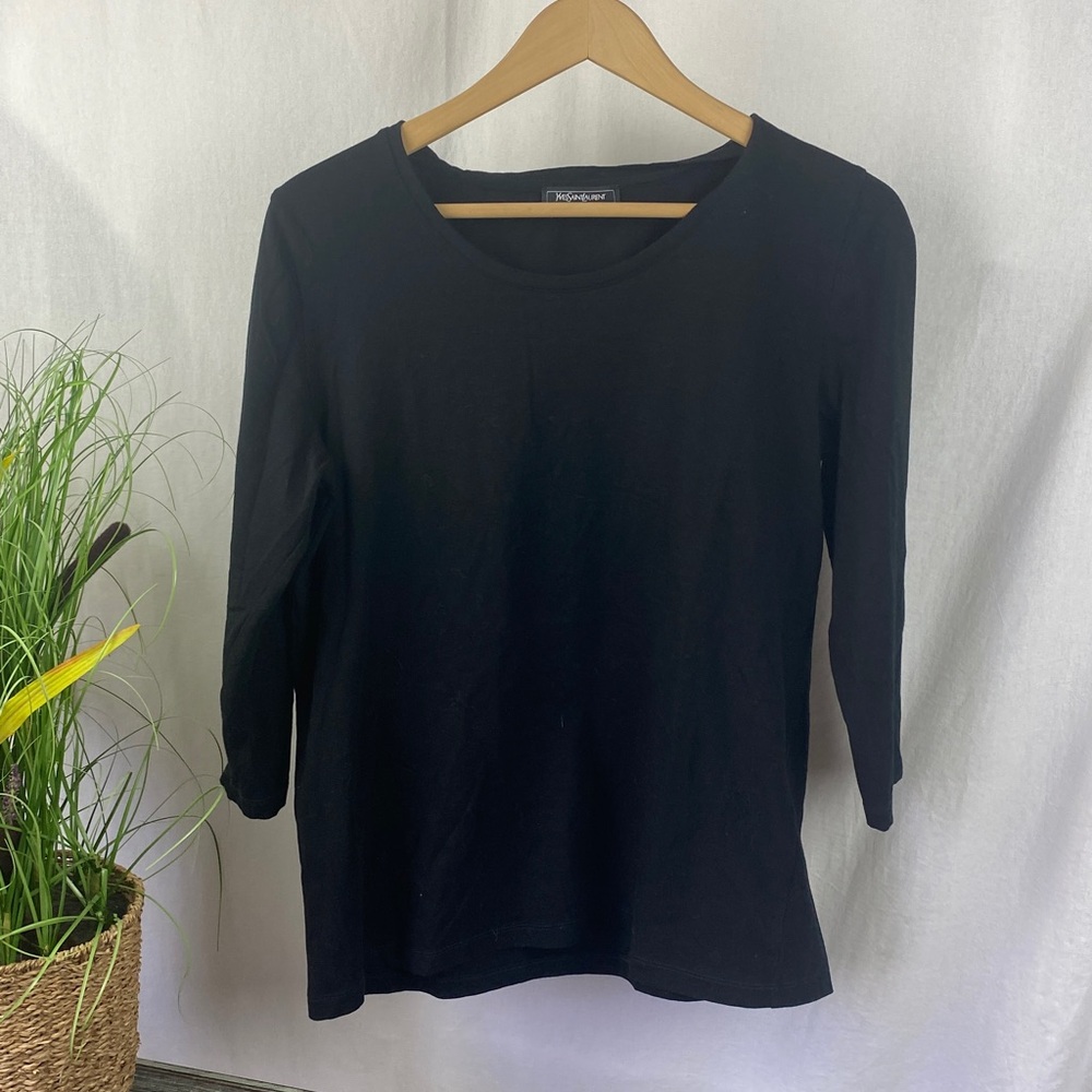 Yves Saint Laurent YSL Beaute’ Black Long Sleeve Logo Print Tee T Shirt Top XL - Picture 2 of 4